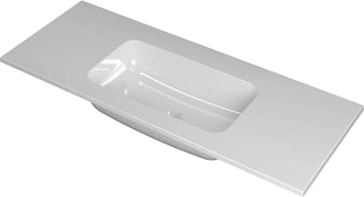 INK® Faktor wastafel polystone midden zonder kraangat 120x45x1,5cm, glans wit