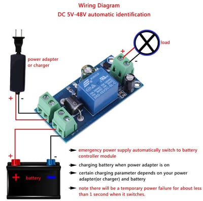 Dailygoody - DC-voeding - Noodcontroller - Automatische schakelmodule - 10A - Reservebatterij - UPS-systemen - 12V systeem