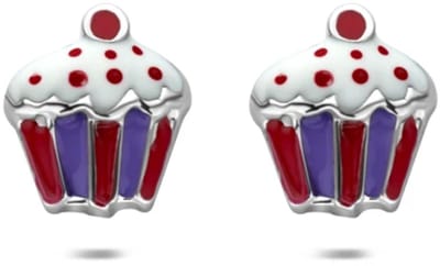 Zilveren gerhodineerde oorknoppen cupcake 7,5 mm - 1341853