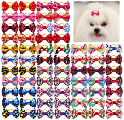 Cosensi - Honden Haar Accessoires - Hondenstrikjes - Modieus en Charmant - Set van 50 - Voor Kleine Honden en Katten - Dieren Haarclips - Perfect v...