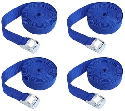4 stuks spanbanden met ratel, verstelbare spanriemen voor vrachtbagage, bestelwagens, vrachtwagens, motorfiets (marineblauw) - 4 m x 25 mm