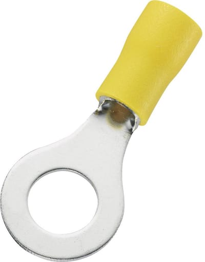 TRU COMPONENTS 746750 Ringkabelschoen Dwarsdoorsnede (max.): 6 mm² Schachtdiameter: 8.4 mm Deels geïsoleerd Geel 50 stu