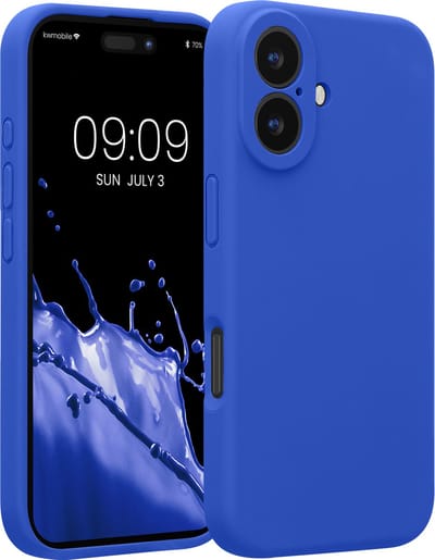 kwmobile telefoonhoesje geschikt voor Apple iPhone 16 - TPU backcover met siliconen coating - Smartphone case in Baltisch blauw