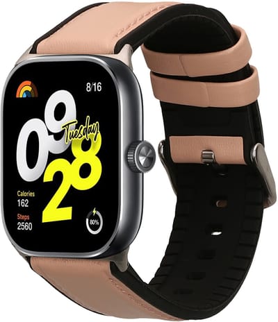kwmobile horlogeband geschikt voor Xiaomi Redmi Watch 5 & 4 / Smart Band 8 Pro / Smart Band 9 Pro -Armband voor fitnesstracker van leer in oudroze