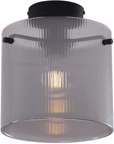QAZQA laura - Art Deco Plafondlamp - 1 lichts - Ø 20 cm - Zwart - Woonkamer | Slaapkamer | Keuken