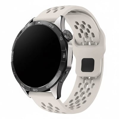 Siliconen bandje - geschikt voor Garmin Venu (2 Plus) / Venu SQ (2) / Vivomove (Style - Sport) / Vivoactive 3 / 5 / 6 / Forerunner 55 / 165 / 245 / 645 / 570 - 42mm - gaatjes - starlight