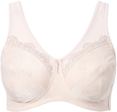 Ulla Popken - Dames - Ontlastingsbeha zonder beugel kant - Beige - Maat 100C
