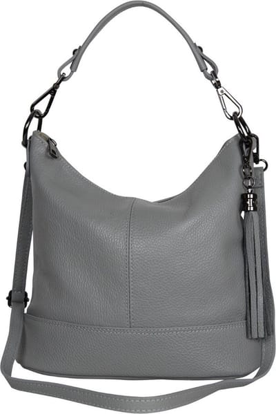 AmbraModa GLX09 - Dames handtas, schoudertas van echt leer. Grijs