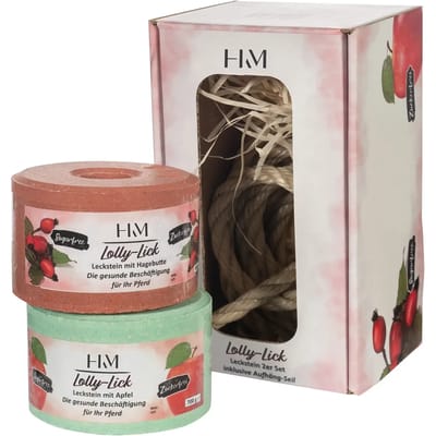 HKM Lolly Lick 2 set - liksteen incl ophang systeem - Appel/Rozenbottel