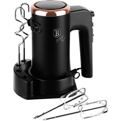Berlinger Haus Handmixer 300W - 5 snelheden en Turbofunctie - Mixer met Deeghaken, Gardes - Krachtig en Compact - Zwart