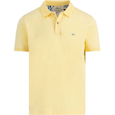 Fynch-Hatton Polo Uni Color Subtle Texture Slub Cotton Pale Yellow / male