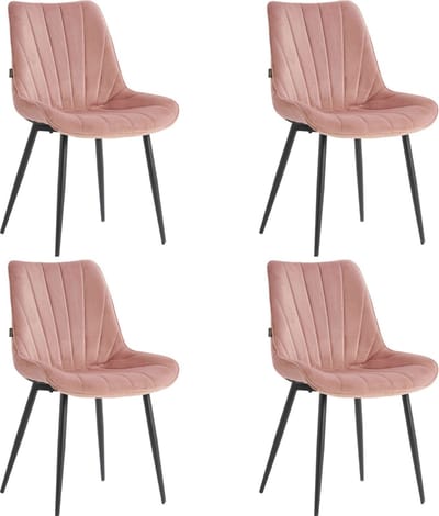 Colenis® - Lesedi Eetkamerstoel - Set Van 4 - Roze - Velvet