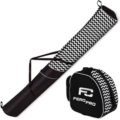 FEROCITY - Ski- en skischoenhoes - voor één paar ski's - Bescherming voor winteruitrusting - Zigzag zwart-wit
