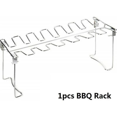 Support pour ailes de poulet avec bac d'égouttage, support de barbecue en acier inoxydable, plats pour barbecue, fumoir, support de pique-nique, outils de cuisine white