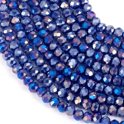 Kralen strengen 3x2.5mm ondoorzichtige rondelle glaskralen galvaniseren ronde kraal voor het maken van armbanden sieraden ambachten - blauw
