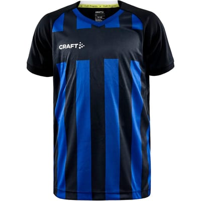 Craft Progress 2.0 Stripe Shirt Korte Mouw Kinderen - Zwart / Royal | Maat: 122/128