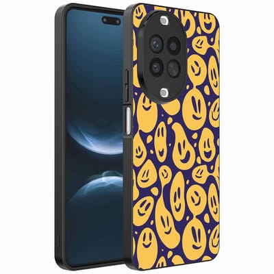 Geschikt voor Huawei Nova 14 Pro Telefoonhoesje met smiley opdruk - TPU backcover case emoji design - Paars Geel - Smartphonica geschikt voor Huawei Nova 14 Pro