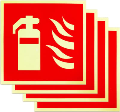 4 stuks zelfklevende brandblusserborden - pvc, lange helderheid, permanent pictogram voor thuis en kantoor (150 x 150 mm)