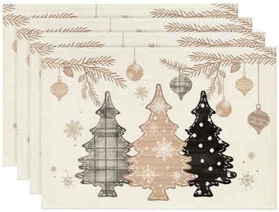 Allecto - Placemat Set van 4 - Kerstdecoratie - Wasbaar - Roze - Tafelbescherming - Winterlook - Geschikt voor Feestdagen - 30 x 45 cm
