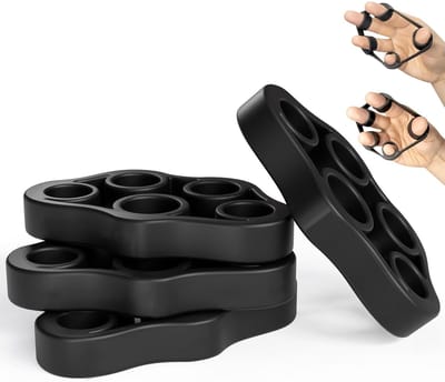 4 siliconen vinger optrekstang griptrainers, vijfvingerige optrekstang, gripversterker voor sport, oefeningen en revalidatie, handkrachttraining, zwart, 13 lbs