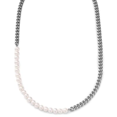 Ocata | Ketting met Zilverkleurige Gourmet Schakels en Parels