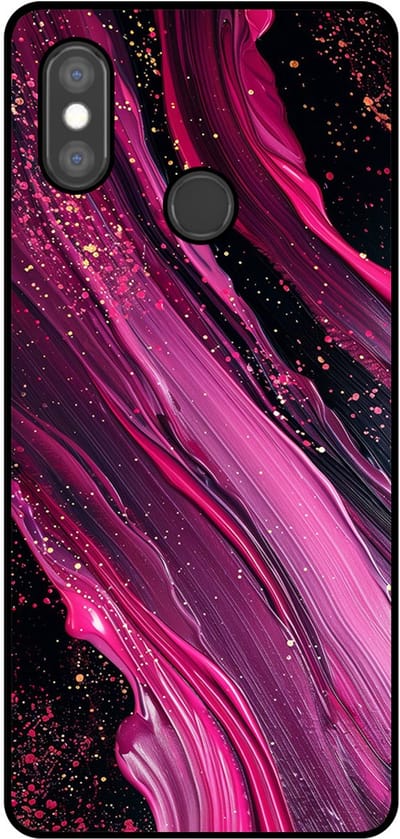 Smartphonica Telefoonhoesje Geschikt voor Xiaomi Mi 8 met marmer opdruk - TPU backcover case marble design - Paars Roze geschikt voor Xiaomi Mi 8