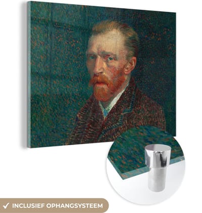 MuchoWow® Glasschilderij 120x90 cm - Schilderij acrylglas - Kunst - Van Gogh - Oude meesters - Zelfportret - Foto op glas - Schilderijen