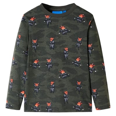 vidaXL - Kinderpyjama - met - lange - mouwen - 104 - kakikleurig