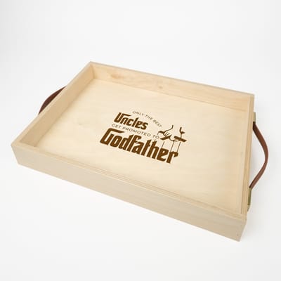 STERK - Houten dienblad - Dienblad - Dienblad met handvaten - Houten dienblad rechthoek - GODFATHER - Wil je mijn peter zijn - Cadeau peter - Peter - Peter worden - Wil je mijn peter zijn