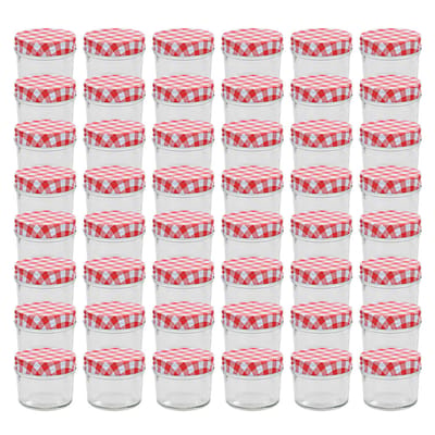 vidaXL - Jampotten - met - wit - met - rode - deksels - 48 - st - 110 - ml - glas