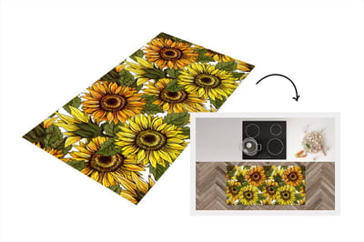 Keukenloper - Loper keuken - Zonnebloem - Vintage - Design - 120x60 cm - Keukenloper vinyl