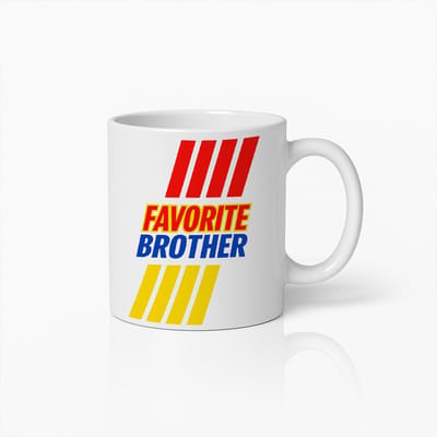 Favorite Brother Mok – 330ml Grappige Koffiemok met Stoer Design – Perfect Cadeau voor Broers, Verjaardagen & Familiegelegenheden