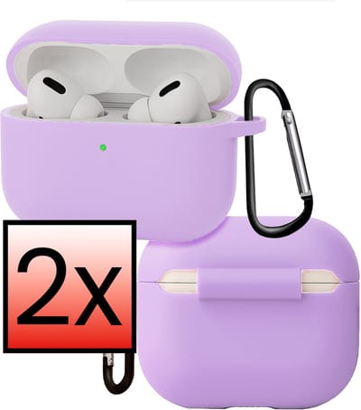 Hoes - Geschikt voor Apple Airpods Pro 3 - Siliconen Hoesje met Clip - Silicone Case Cover - Lila