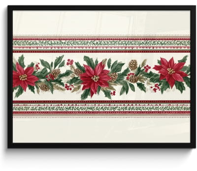 Poster in lijst - Fotolijst 80x60 cm - Posters - Kerststrook - Pointia - Rood - Groen - Posterlijst zwart - Decoratie - Wanddecoratie woonkamer - Muurdecoratie slaapkamer - Kerstversiering - Kerstdecoratie voor binnen - Kerstmis