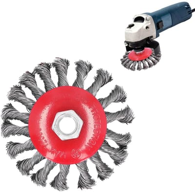 Allecto - Gedraaide Draadborstel - Roestverwijdering - 10 cm - Staalborstel - Ideaal voor Metalen Oppervlakken - Zilver/Rood