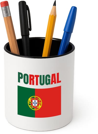 Hacebo® - Portugal vlag Pennenbakje - Portugal - reizigers - pennenhouder - verjaardagscadeau - souvenir - vakantie - kado - gift - geschenk - Pennenbakje zwart