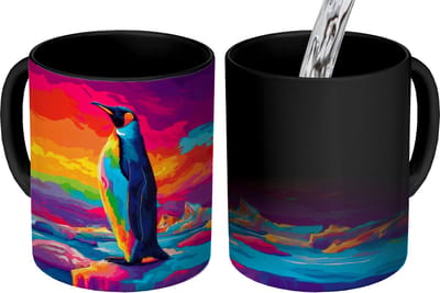 Magische Mok - Foto op Warmte Mokken - Koffiemok - Ijsschots - Pinguïn - Abstract - Lucht - Magic Mok - Beker - 350 ML - Theemok
