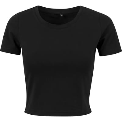 Build Your Brand - Cropped Dames T-Shirt - Black maat L