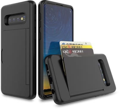 Smartphonica Telefoonhoesje Geschikt voor Samsung Galaxy S10 Plus sterk TPU met pasjeshouder - TPU strong case with card slot - Zwart geschikt voor Samsung Galaxy S10 Plus
