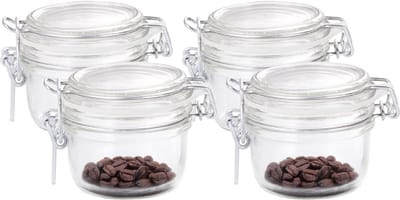 Bormioli Rocco Voorraad/weckpot - 4x - glas - transparant - 8 x 7 cm - 125 ml