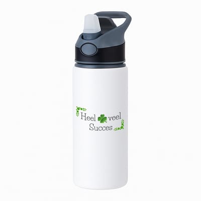 Hacebo® - Heel veel succes waterfles met rietje zwart - Collega - werknemers - Bedankje - Cadeautje voor collega - kado - afscheids cadeau - water fles - 650ML