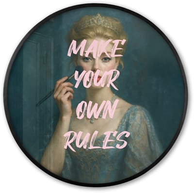 Poster in lijst Rond - Fotolijst 60x60 cm - Posters - Klassiek - Sierlijk - Roze - Ronde posterlijst zwart - Decoratie - Wanddecoratie woonkamer - Muurdecoratie slaapkamer