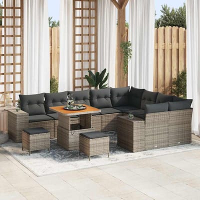 vidaXL Tuin Sofa Set 12 st 9-Aantal zitplaatsen Grijs poly rattan