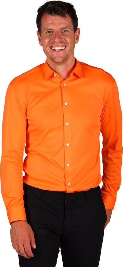 Blouse Oranje - Jaren 60 & 70 Hippie - Jaren 80 en 90 Disco - Heren - Maat L