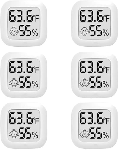 6-in-1 binnenthermometer - hygrometer - digitale thermometer en hygrometer - temperatuurmeetapparaat voor thuis - geschikt voor kassen, reptielenverblijven, sigarenkisten, wijnkelders, kantoren en andere ruimtes.