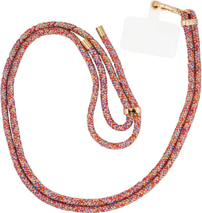 xoxo Wildhearts Telefoonkoord Universeel - Koord voor telefoon - Easy Cord - Telefoonbandjes - Ketting voor telefoon - Koord voor telefoon universeel - Koord voor telefoon Samsung - Telefoonkoord iPhone - Phone Cord - Regenboog & Goud