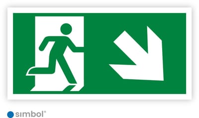 Simbol® - Sticker Nooduitgang Rechts Onder - Formaat 10 x 20 cm.