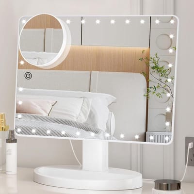 Verlichte Make-upspiegel met 35 LED Verlichting en 10x Vergroting - Touchscreen Dimbaar - Grote XL Spiegel met Dubbele Voeding