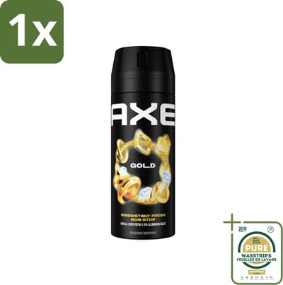 1 x Axe - Deodorant Bodyspray - 48hrs Fresh - Gold - Oud Wood & Fresh Vanilla - 150 ml- 48 Uur Geurbeleid - Deodorant Bodyspray - Oud Hout Geur - Donker Vanille - Geurbestrijdende Zinktechnologie