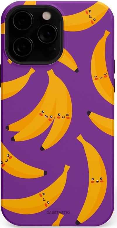 Casetastic Hoesje Geschikt voor Apple iPhone 13 Pro Magsafe - Stijlvolle Beschermende Duo-layer Case - Kawaii Bananen
